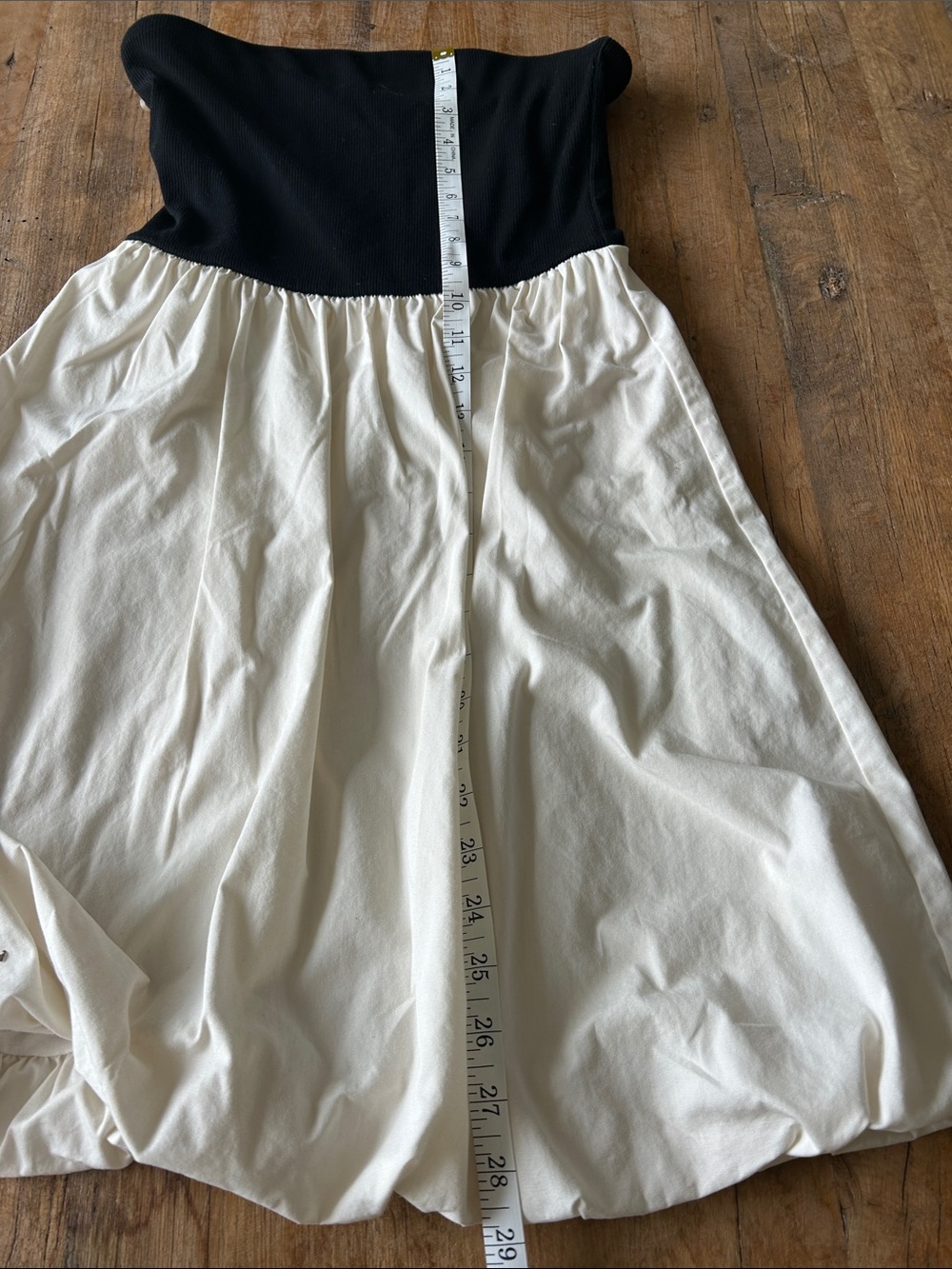 Women’s Black and Cream Strapless Bubble Dress - Picture 6 of 6